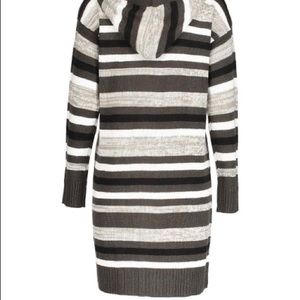 NWT Gray/White Striped Hooded Cardigan